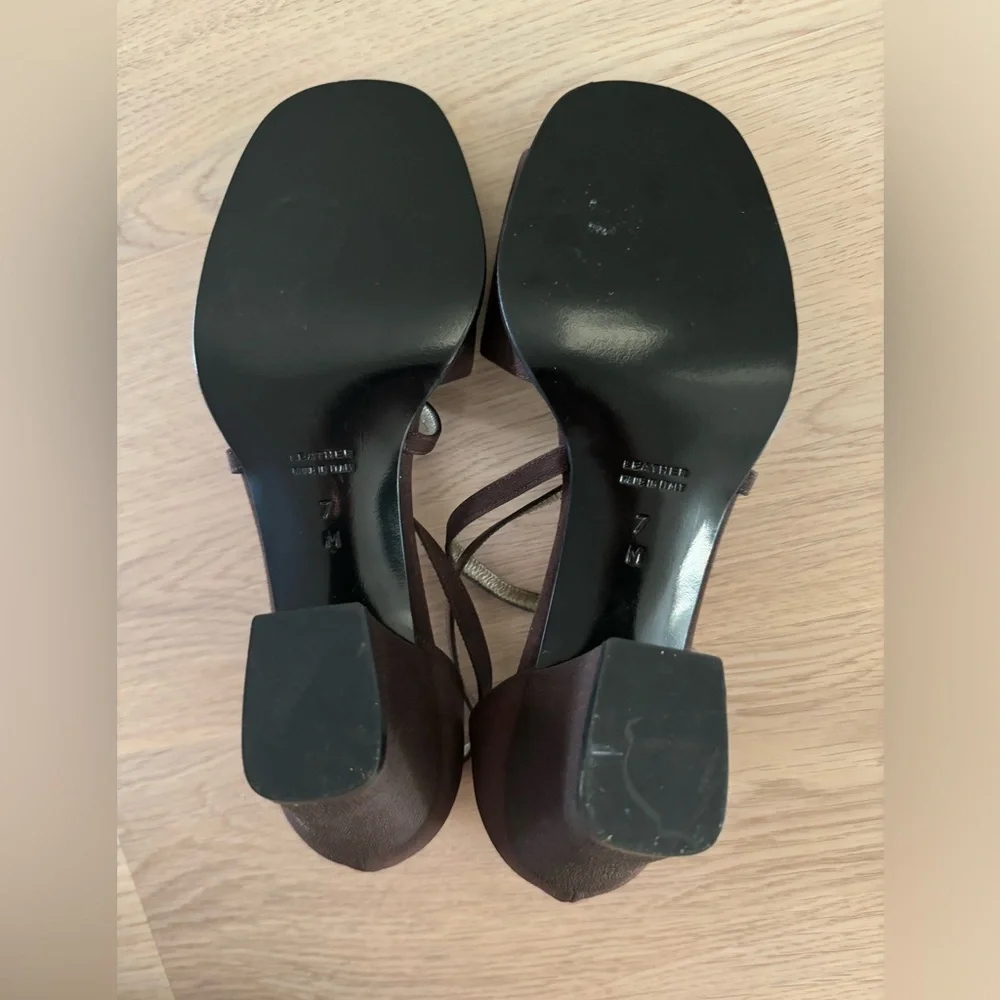 Yves Saint Laurent Vintage Open Toe Block Heel Strappy  Sandals Brown Sz.7 Italy - Picture 9 of 11